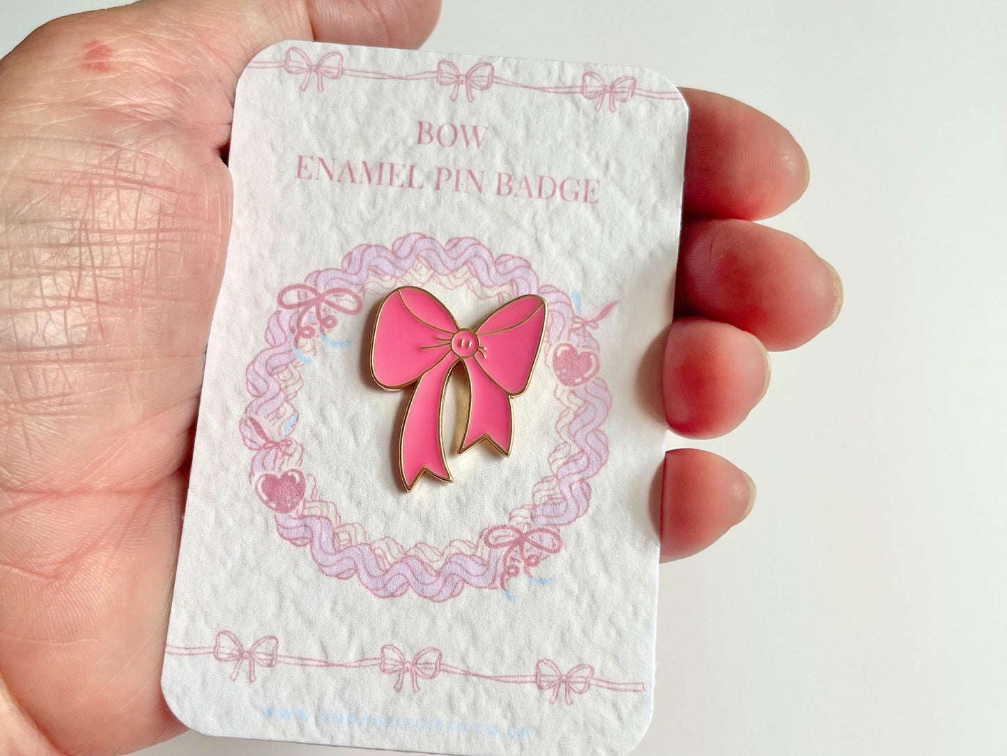 Pink Bow Enamel Pin Brooch