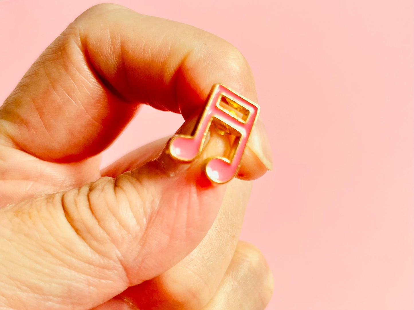 Pink Musical Note Pin Badge