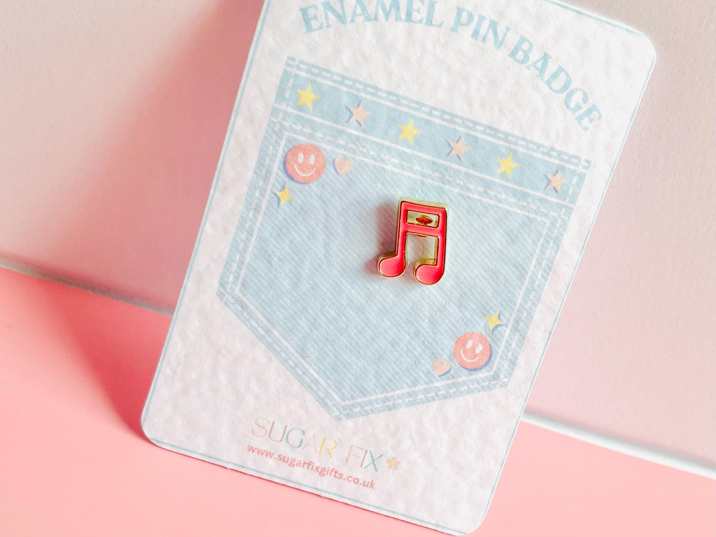 Pink Musical Note Pin Badge