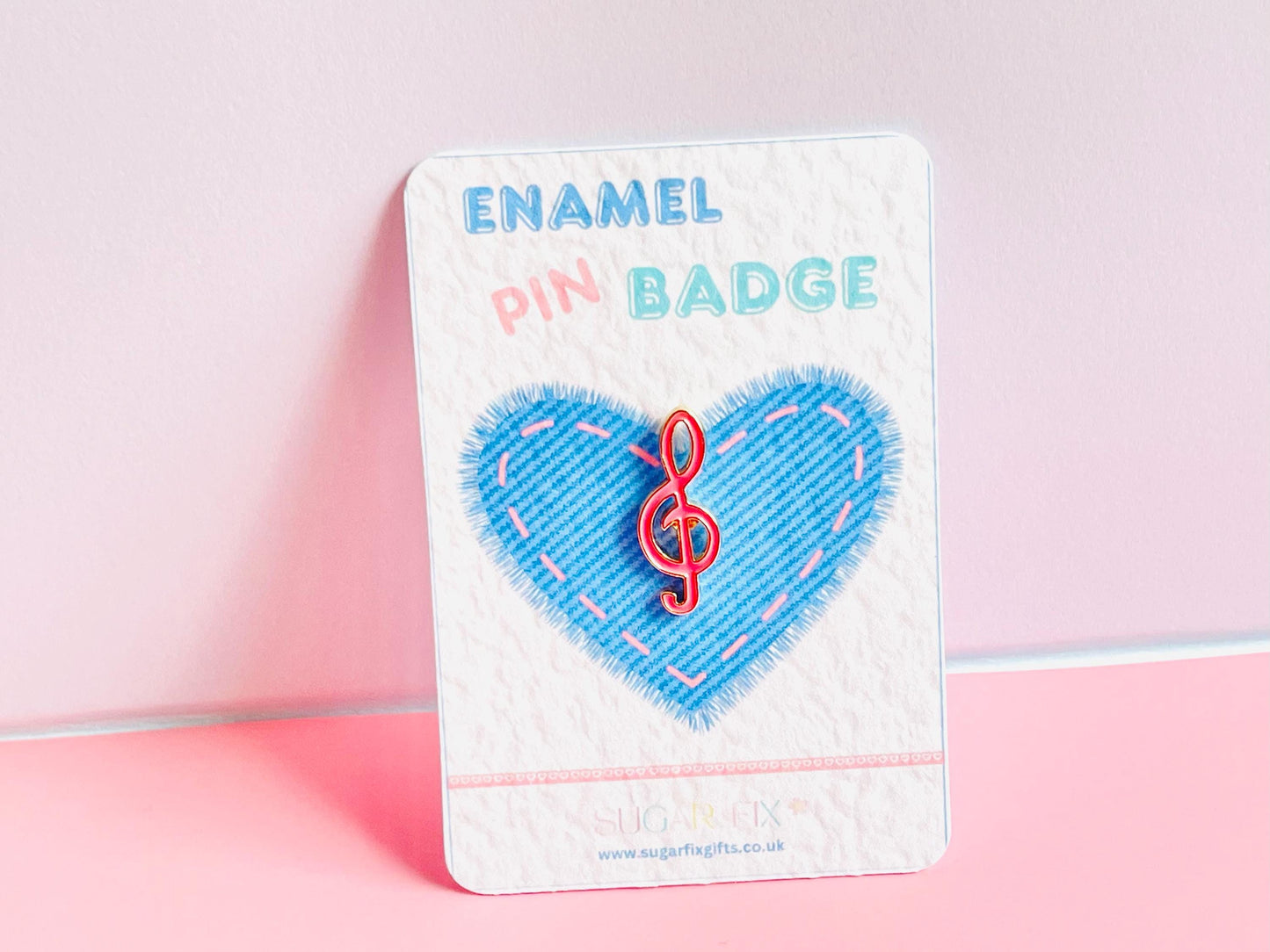 Pink Treble Clef Music Pin Badge