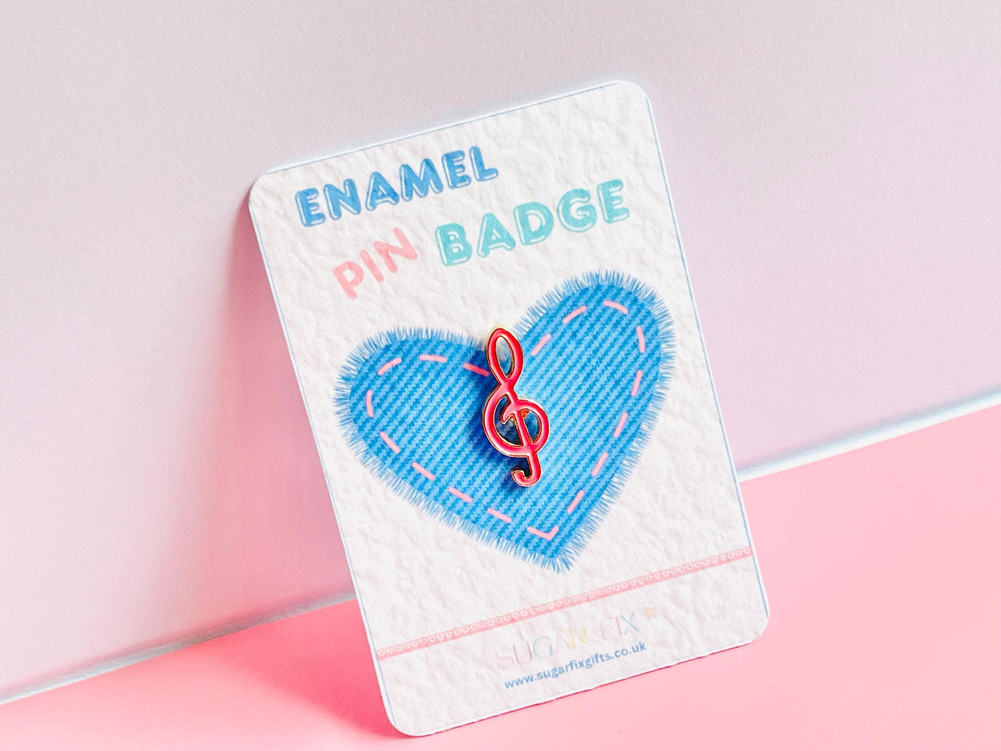Pink Treble Clef Music Pin Badge