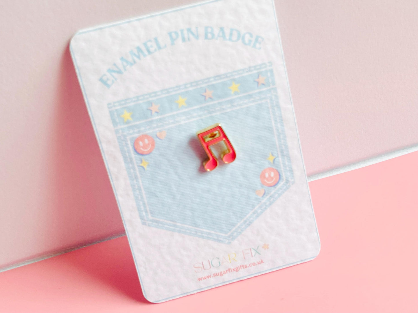 Pink Musical Note Pin Badge