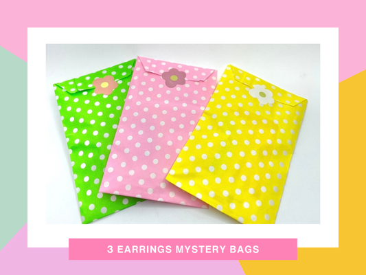 Lucky Dip 3 pairs Earrings Mystery Bag in a Box
