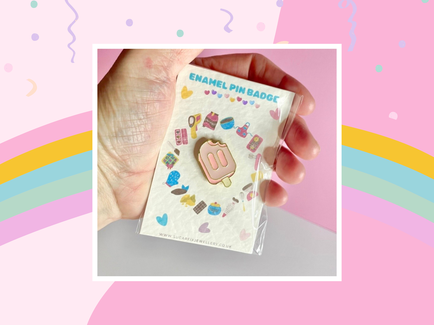 Pink Popsicle Lolly Enamel Pin Brooch