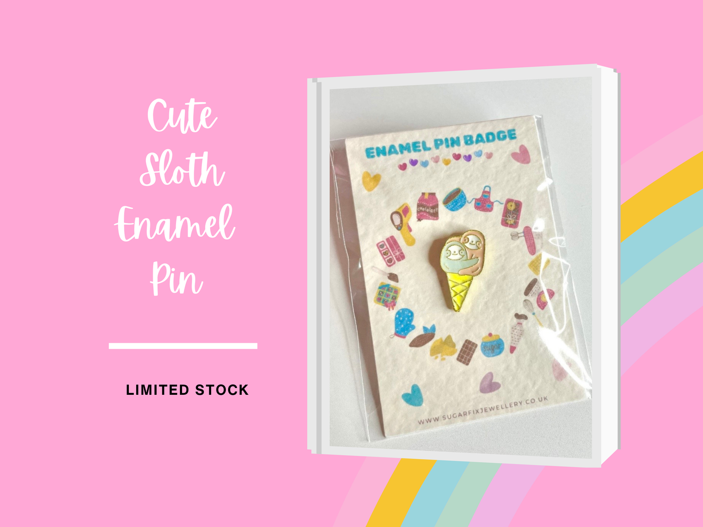 Sloth Ice Cream Enamel Pin Brooch