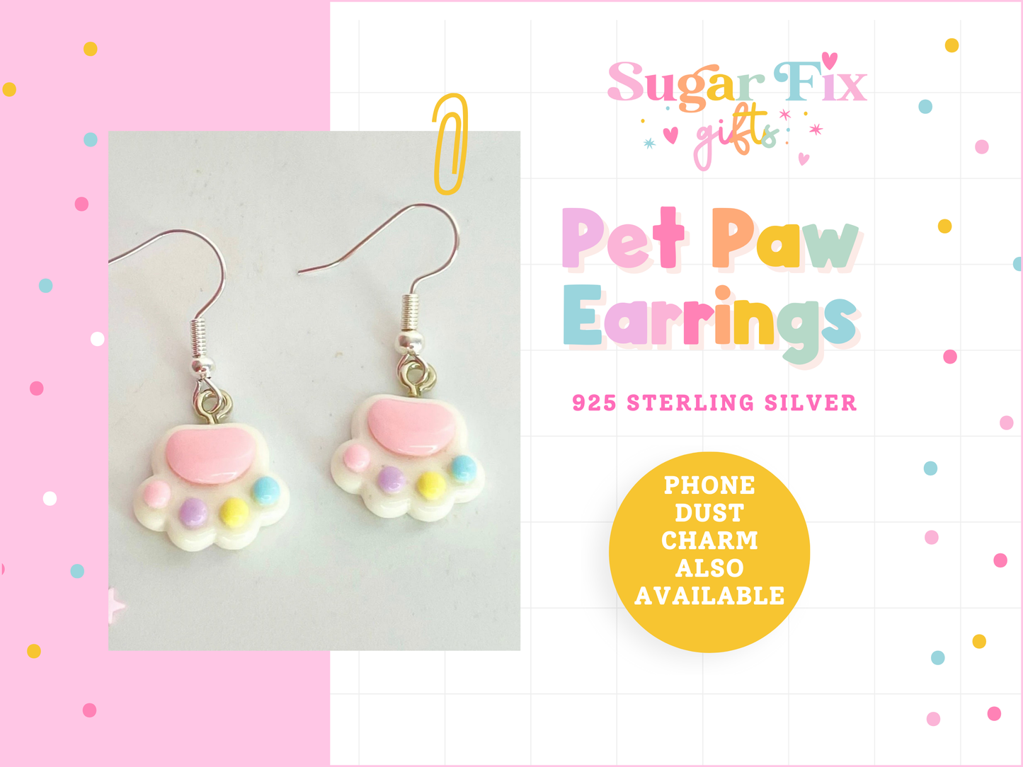Pet Paw 925 Silver Dangle Earrings