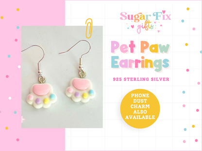 Pet Paw 925 Silver Dangle Earrings