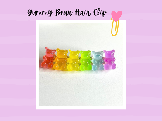 Rainbow Teddy Gummy  Bear Hair Clip Slide