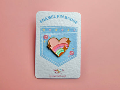 Pastel Love Heart Enamel Pin Badge