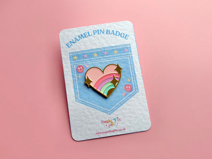 Pastel Love Heart Enamel Pin Badge