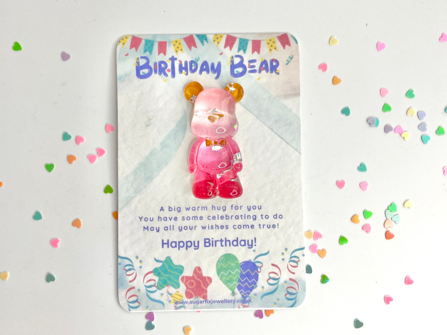 Sparkle Birthday Teddy Bear Pocket Hug