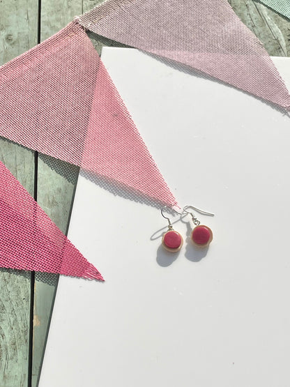 Handmade Sterling Silver Raspberry Jam Tart Earrings