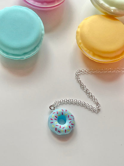 Pastel Blue Doughnut Resin Necklace