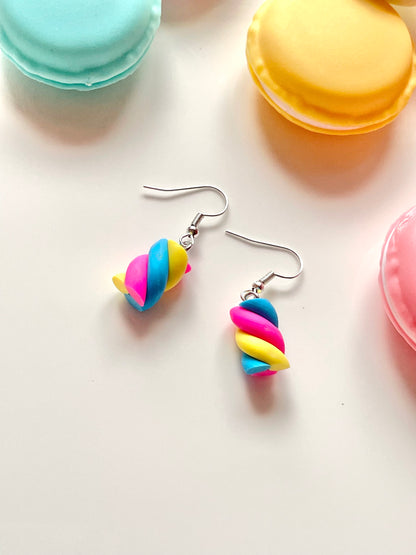 Bright Multi Coloured Flump Marshmallow Earrings