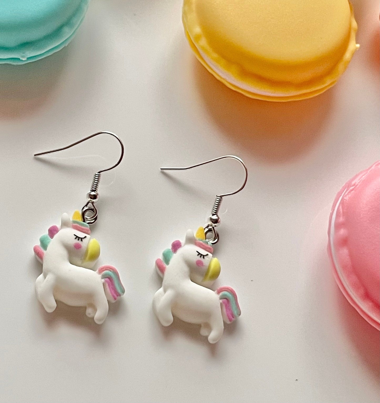 Pastel Rainbow Unicorn Sterling Silver Earrings