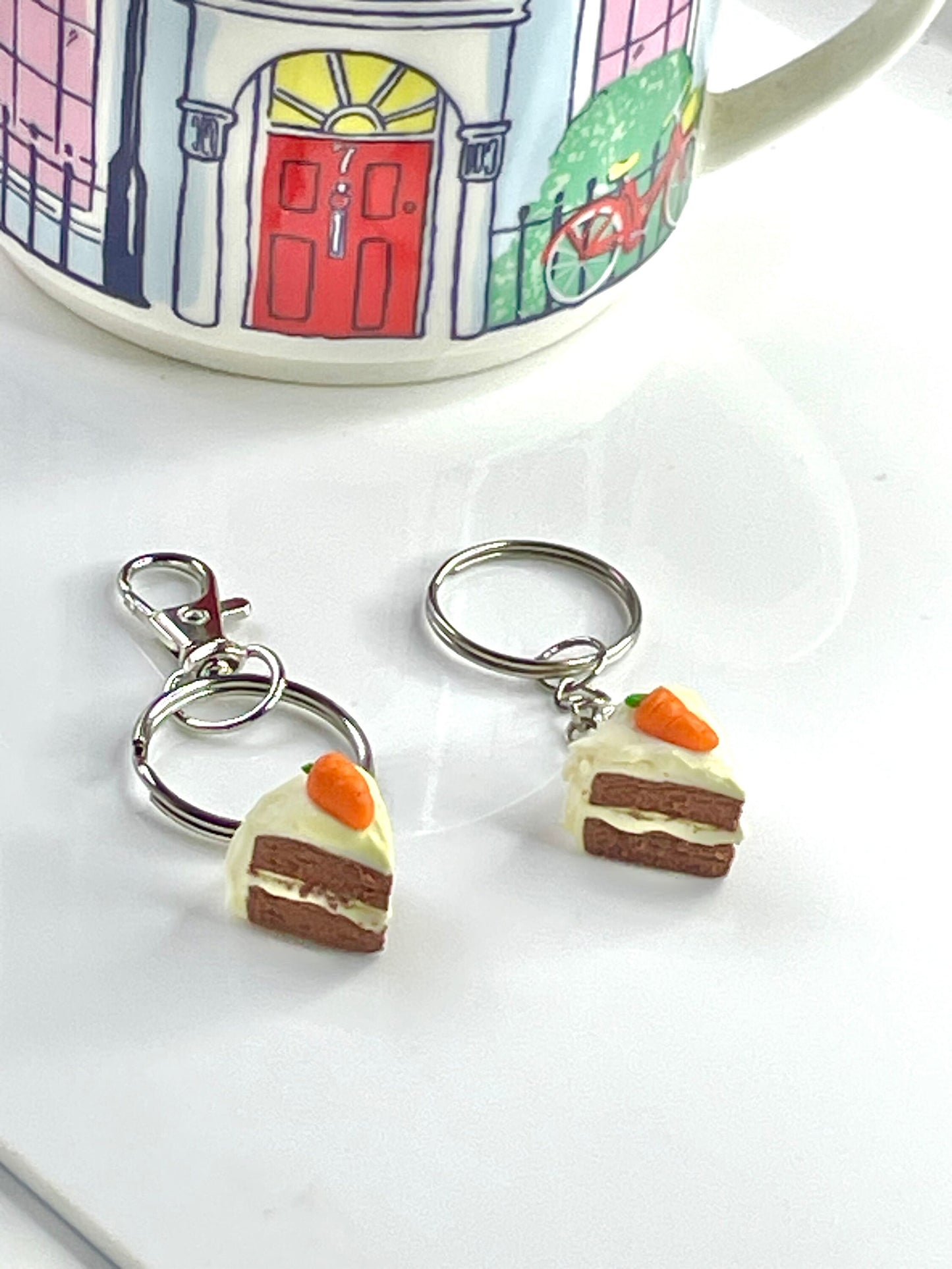 Handmade Clay Carrot Cake Quirky Keyring
