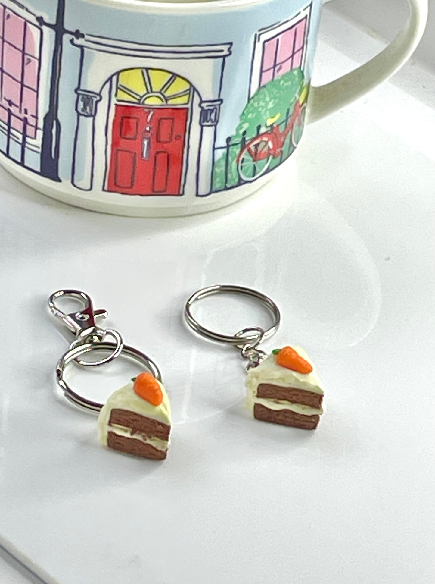 Handmade Clay Carrot Cake Quirky Keyring