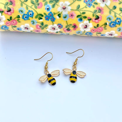 Bumble Bee Golden Honey Dropper Earrings