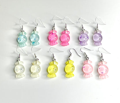 Lilac Sweet Candy Wrapper Pastel Dangly Earrings