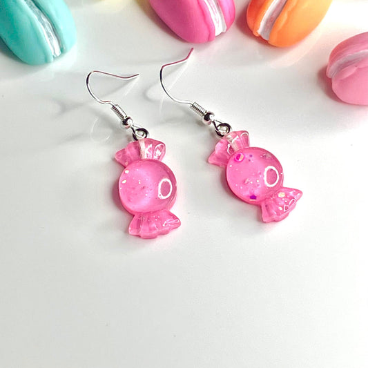 Hot Pink Sweet Candy Pastel Dangly Earrings