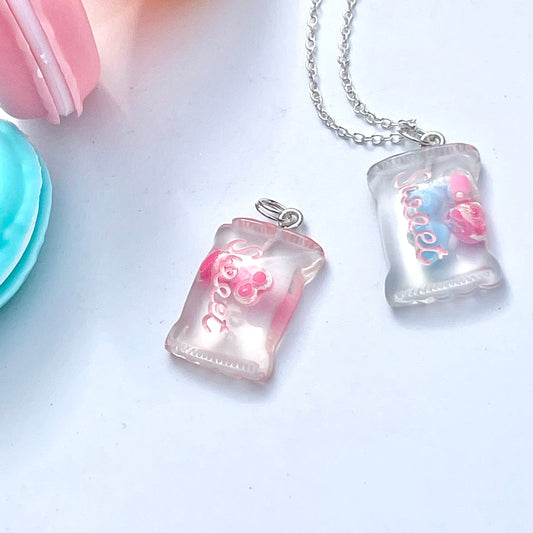 Love Candy Shape Translucent Resin  Necklace