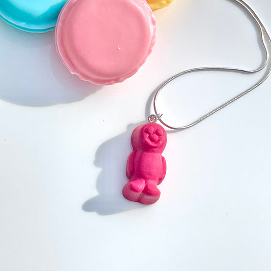 Handmade Pink Jelly Baby Necklace