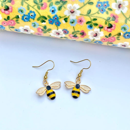 Bumble Bee Golden Honey Dropper Earrings