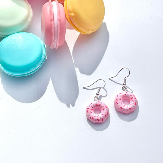 Pink Doughnut Sprinkles Dropper Earrings