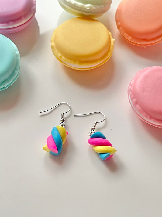Bright Multi Coloured Flump Marshmallow Earrings
