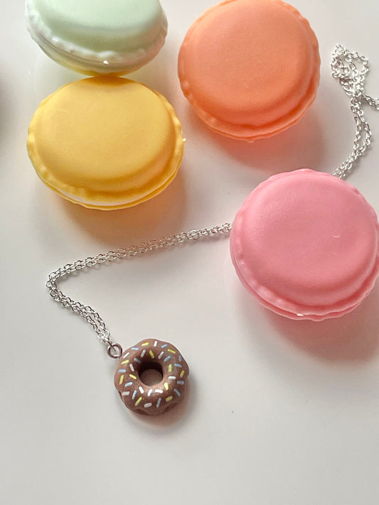 Chocolate Donut Sprinkles Resin Charm Pendant Necklace