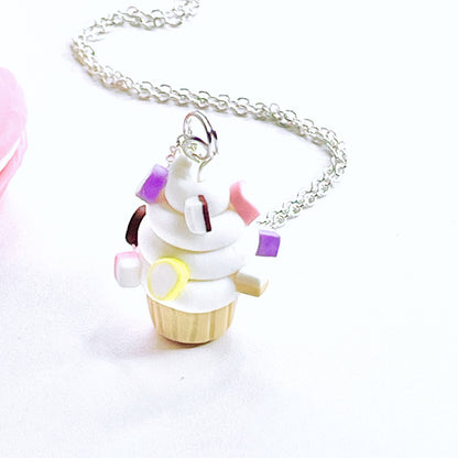 Handmade Dolly Mixtures Retro Sweets Cupcake Necklace