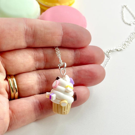 Handmade Dolly Mixtures Retro Sweets Cupcake Necklace