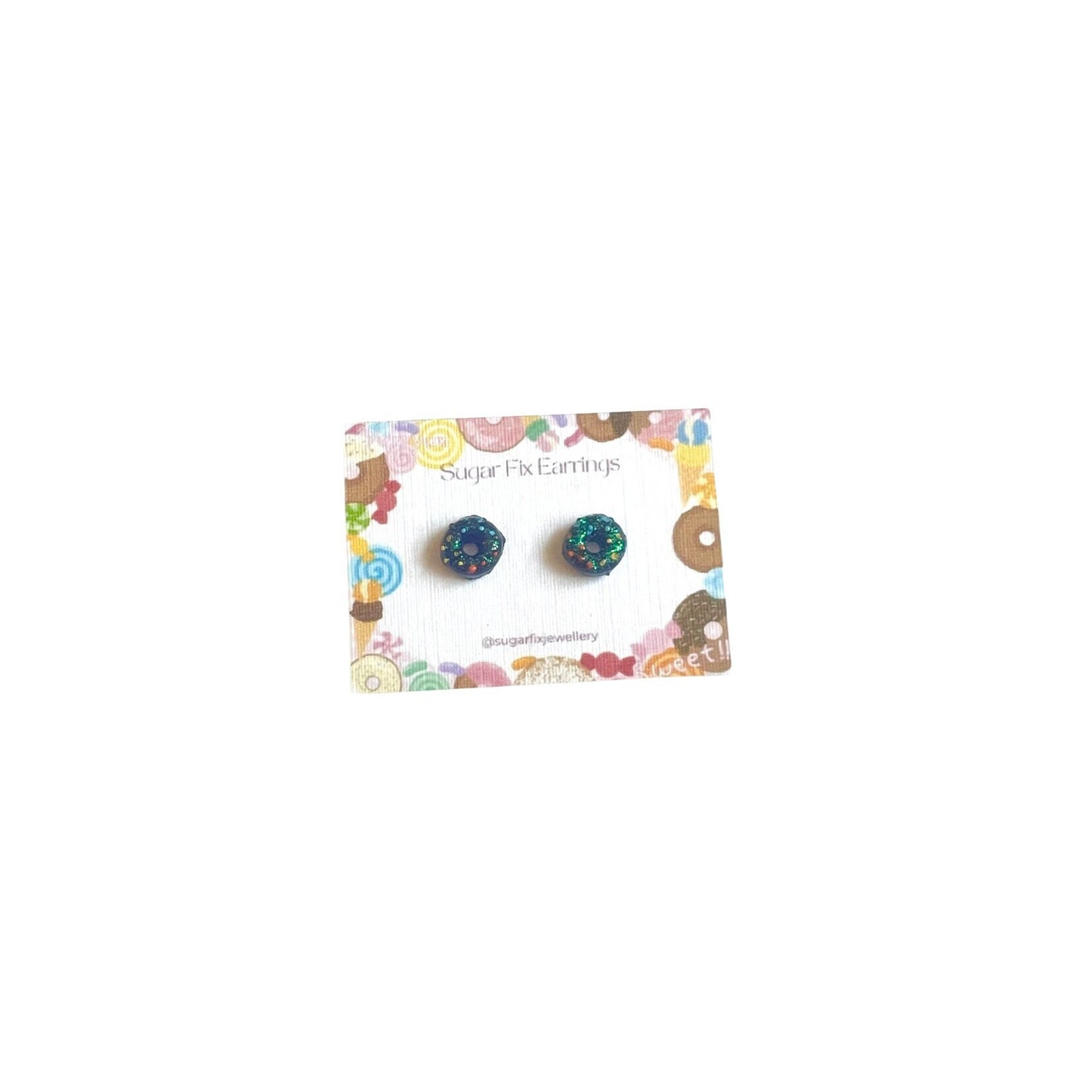 Sparkly Blue Donut Hypoallergenic Ear Stud Earrings