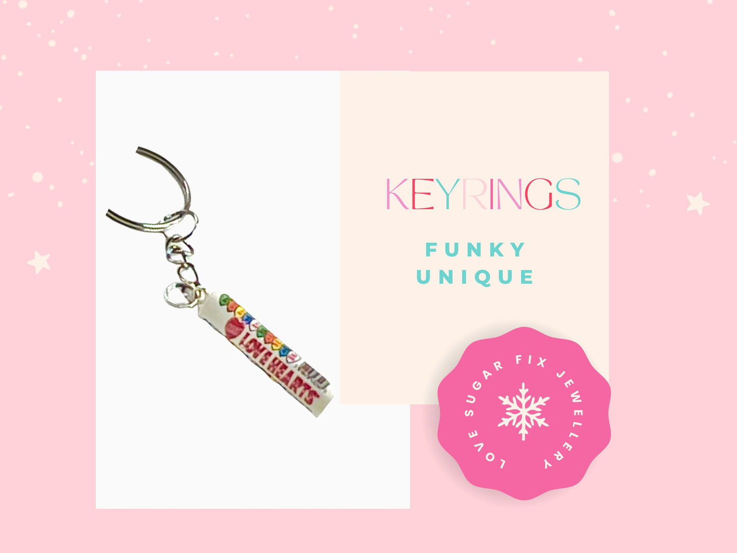 LoveHearts Tube Keyring Keyfob Keychain