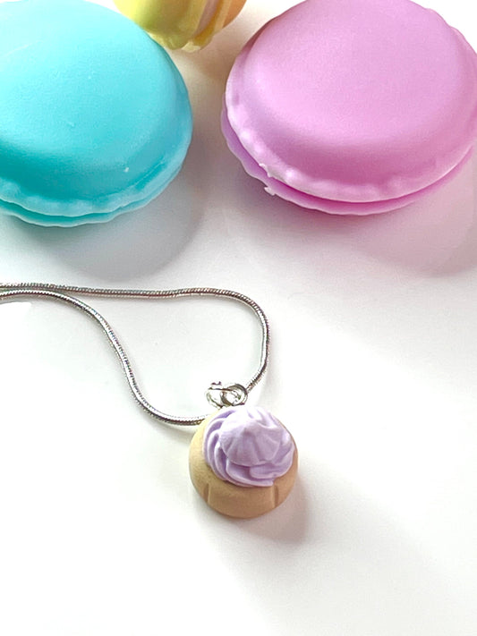 Handmade Iced Gem Purple Biscuit Necklace