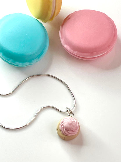 Handmade Iced Gem Pink Biscuit Necklace