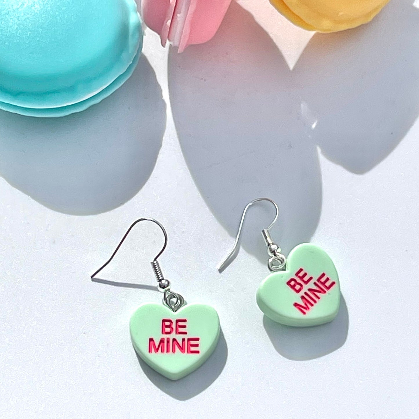 Be Mine Pastel Mint LoveHeart Dropper Earrings