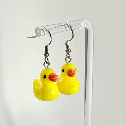 Cute Duck Dropper Dangly Pierced Earrings