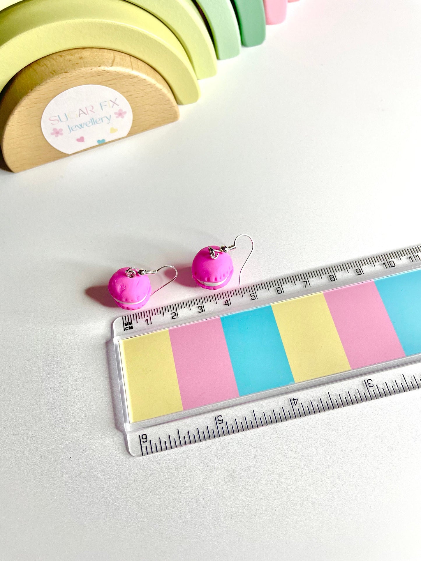 Sterling Silver Hot Pink Macaroon Earrings