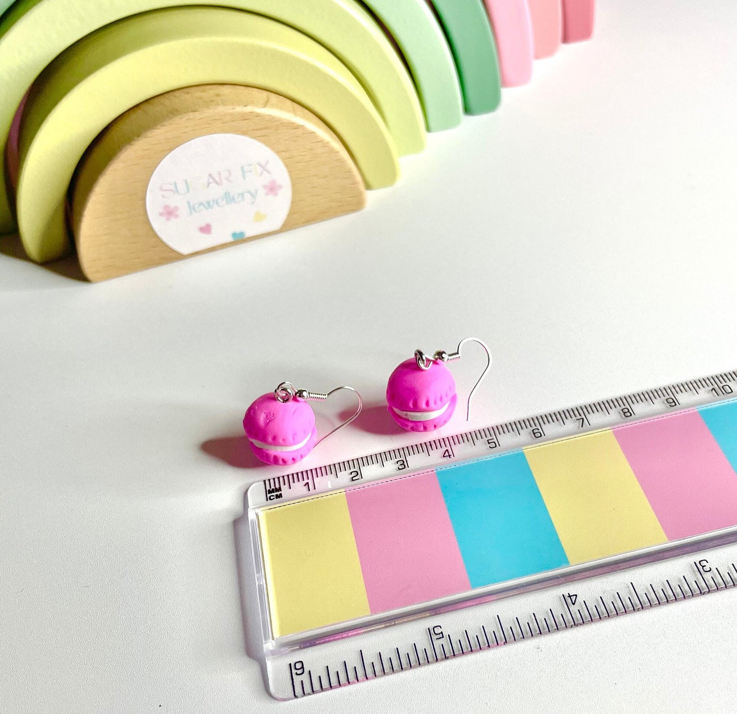 Sterling Silver Hot Pink Macaroon Earrings