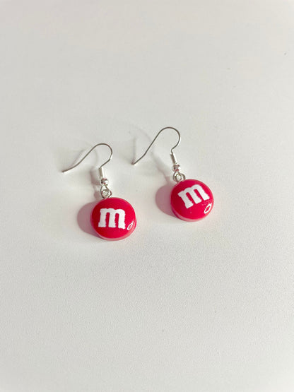 M&M Chocolate Candy Sterling Silver Earrings