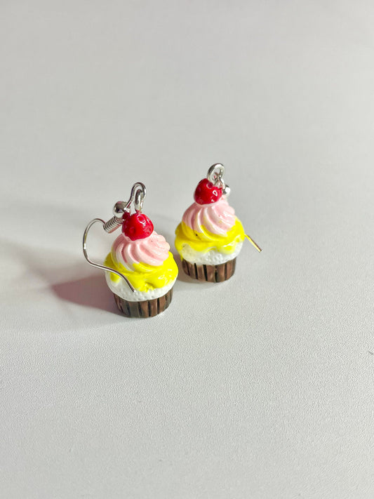 Cupcake Dangle Dropper Sterling Silver Earrings