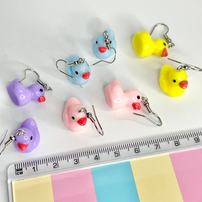 Pink Cute Duck Dropper Dangly Earrings