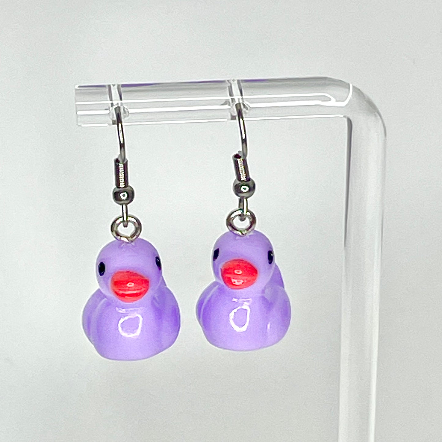 Purple Cute Duck Dangly Earrings