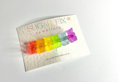 Rainbow Teddy Gummy  Bear Hair Clip Slide