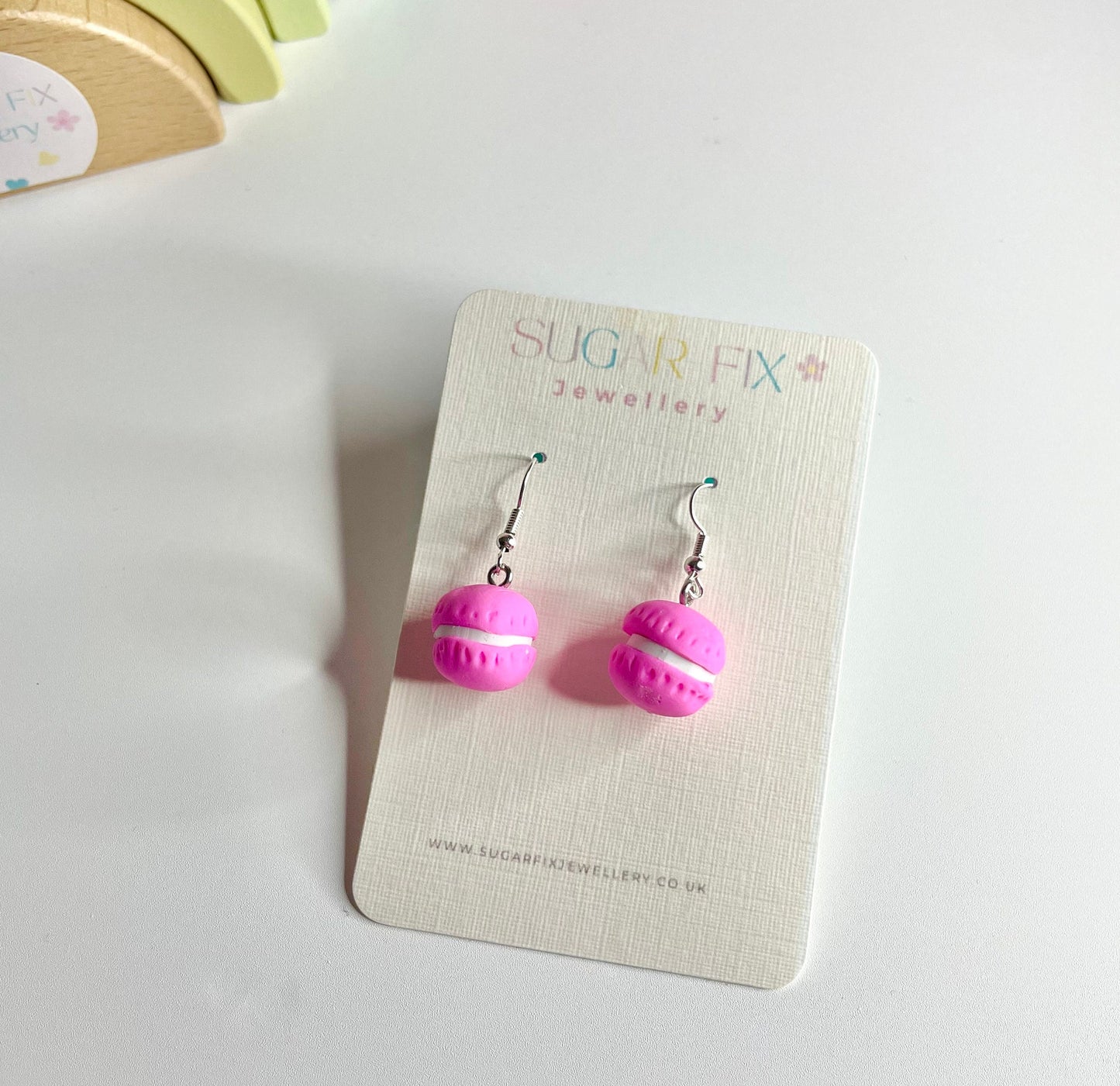 Sterling Silver Hot Pink Macaroon Earrings