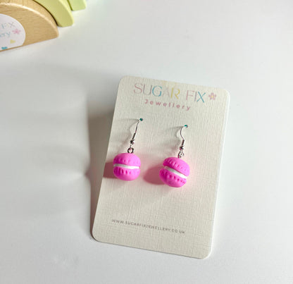 Sterling Silver Hot Pink Macaroon Earrings