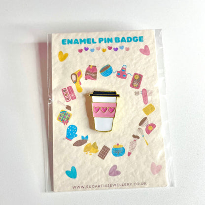 Take Out Coffee Cup Enamel Pin Brooch