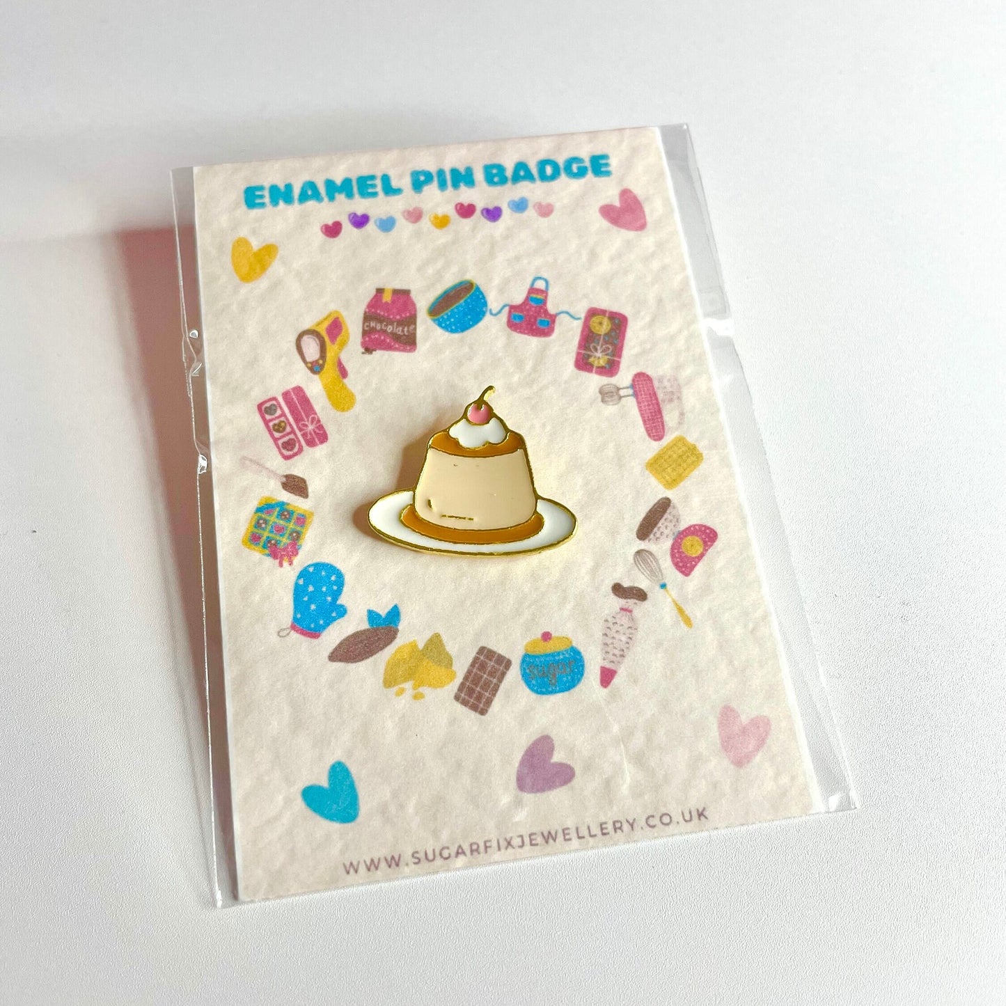 Crème Brûlée Cake Enamel Pin Brooch Badge