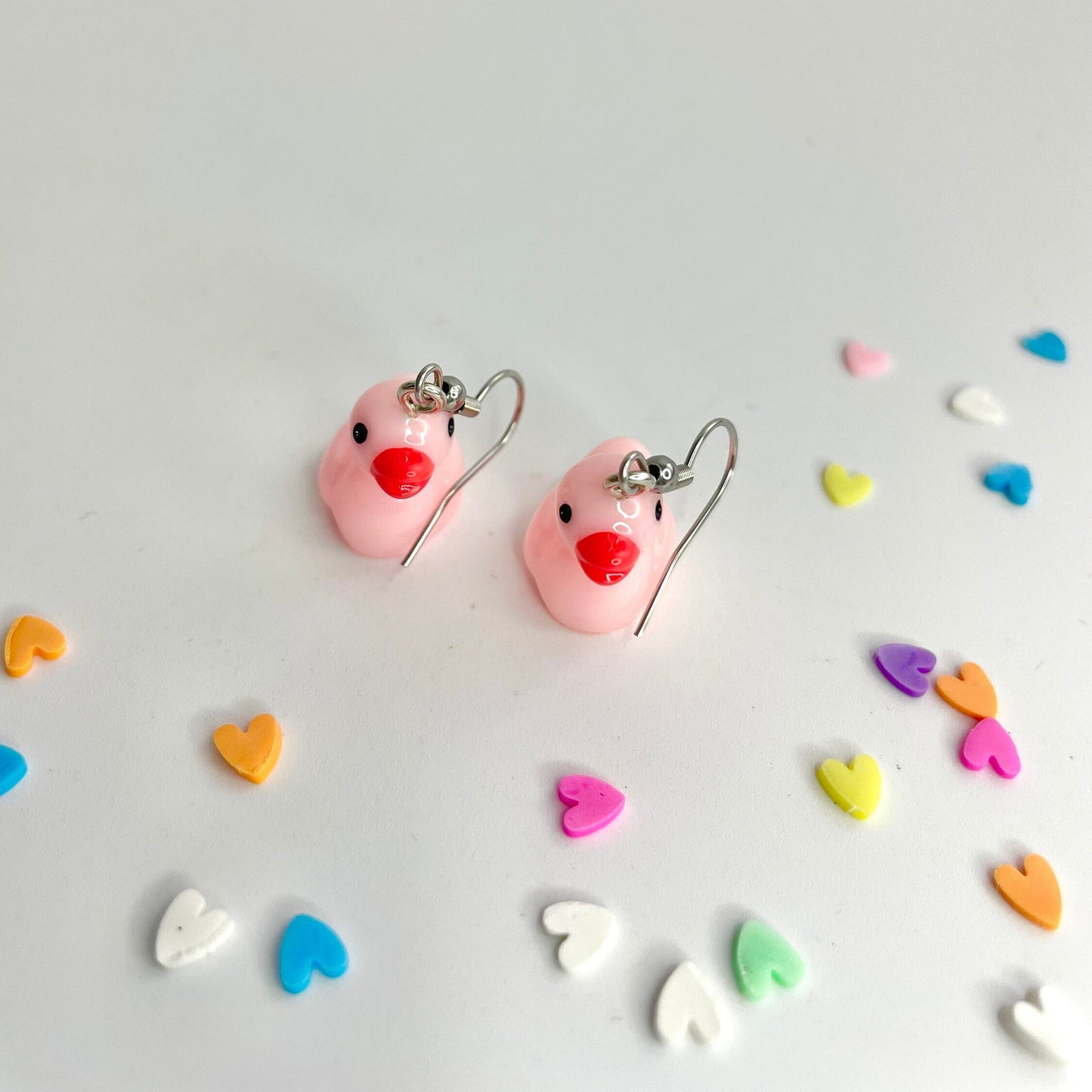 Pink Cute Duck Dropper Dangly Earrings